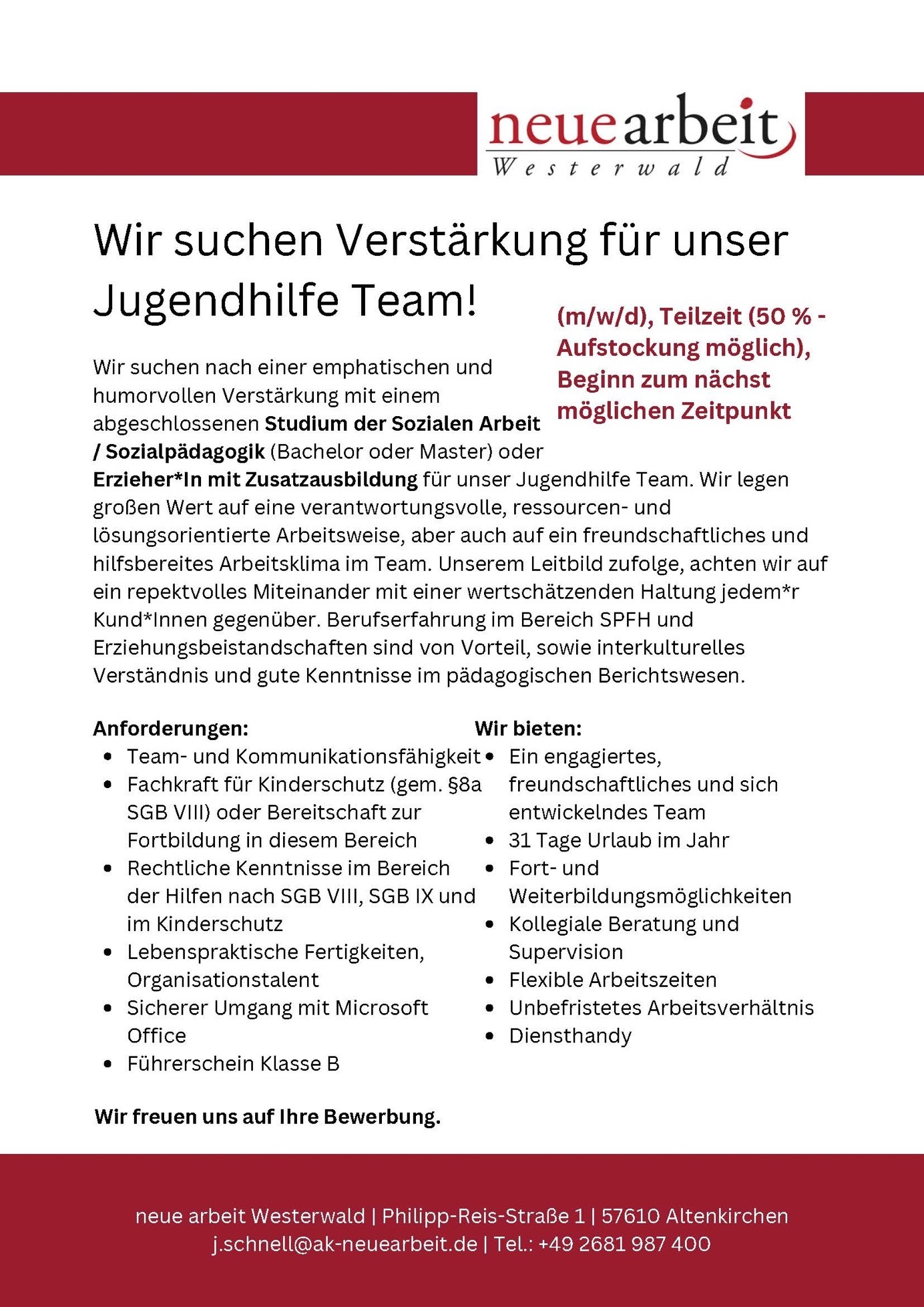 neue arbeit Altenkirchen - Westerwald